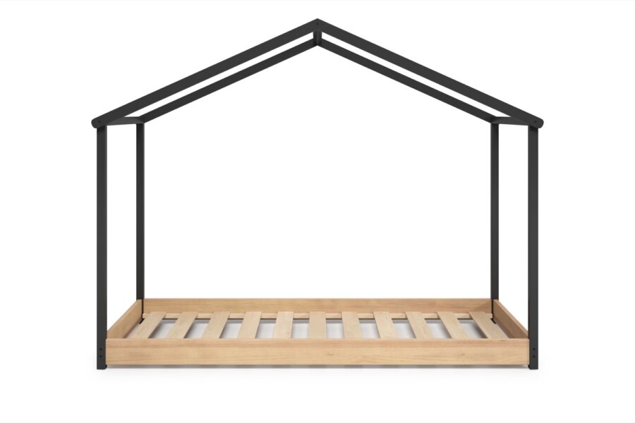Cama cabaña Montessori Athan gris (antracita/roble) madera - Imagen 4