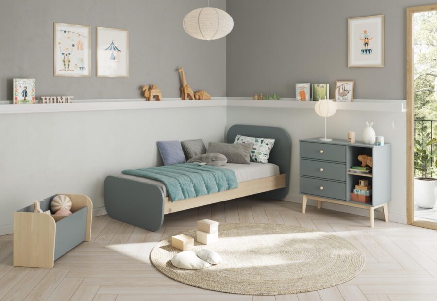 Cama 90 Eben verde comb. madera - Imagen 3