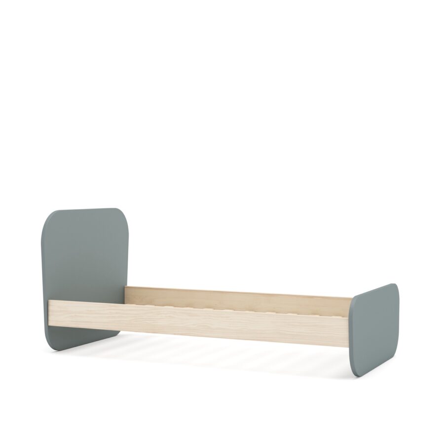 Cama 90 Eben verde comb. madera