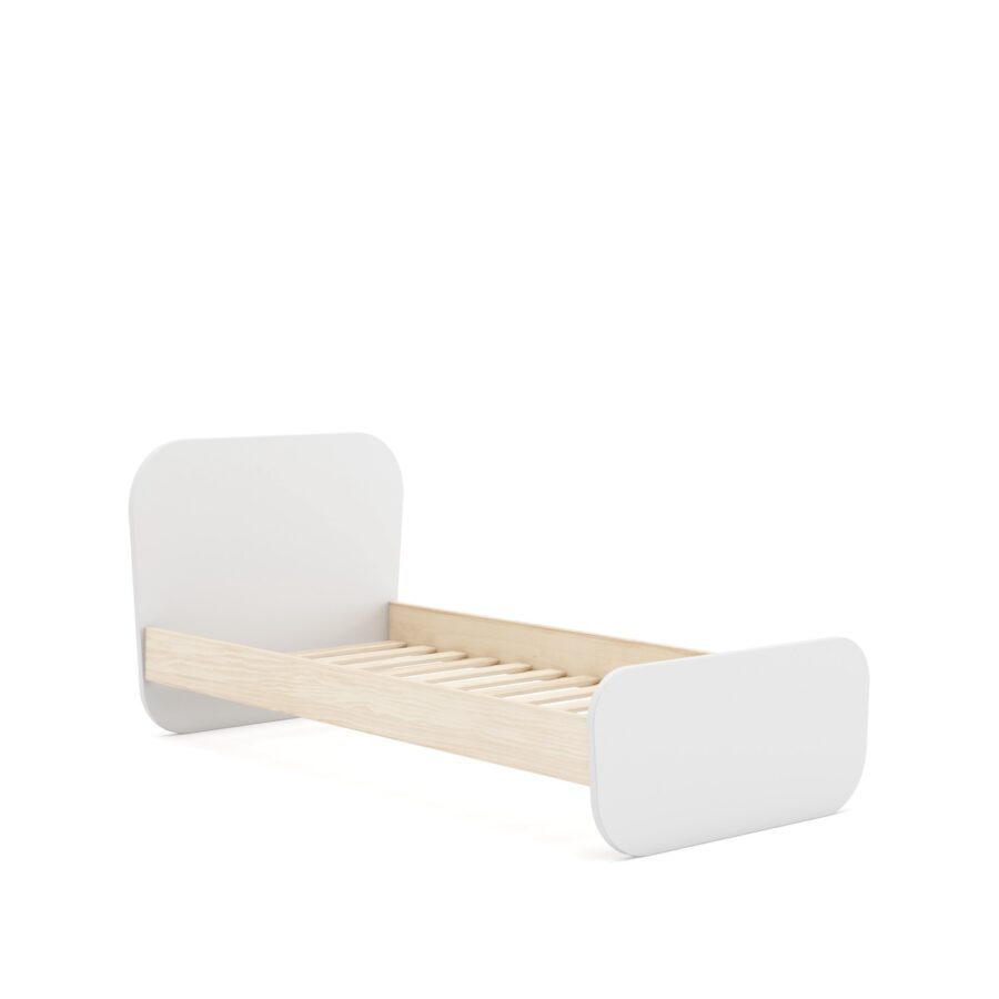 Cama 90 Eben blanco comb. madera