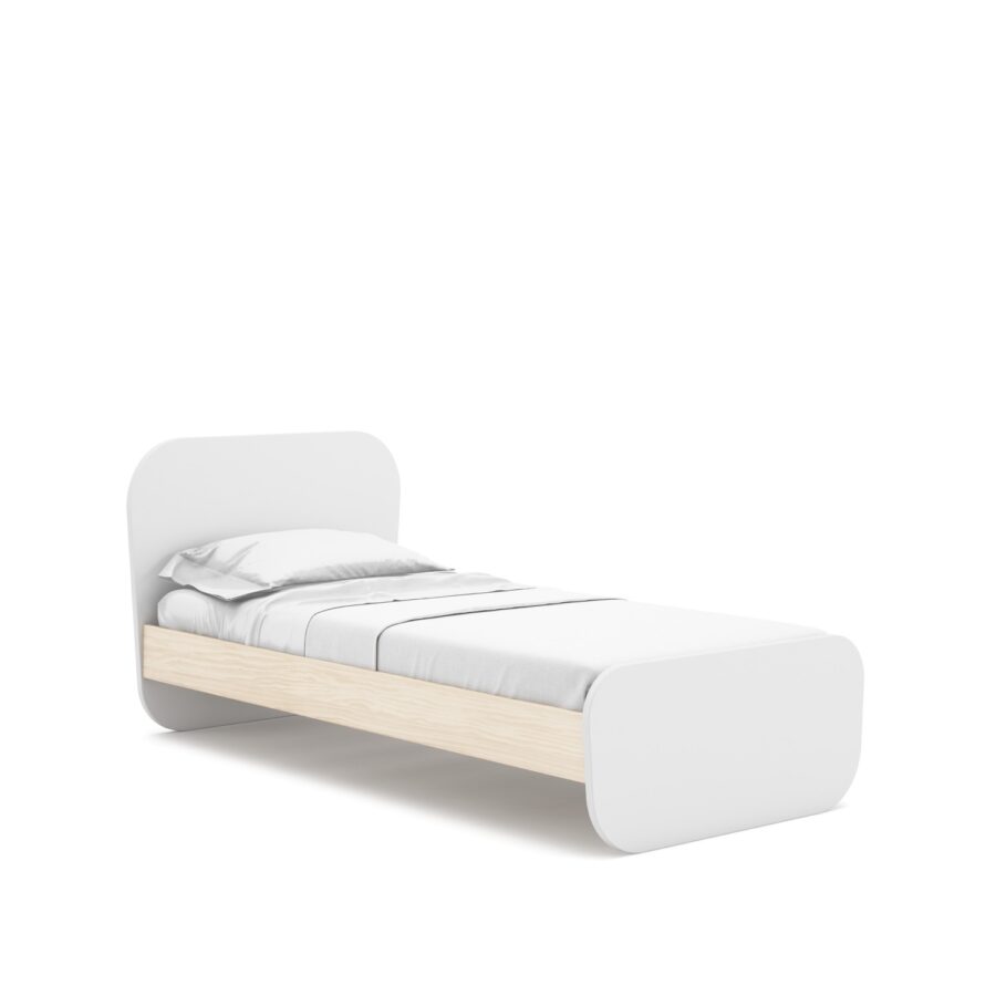 Cama 90 Eben blanco comb. madera - Imagen 7