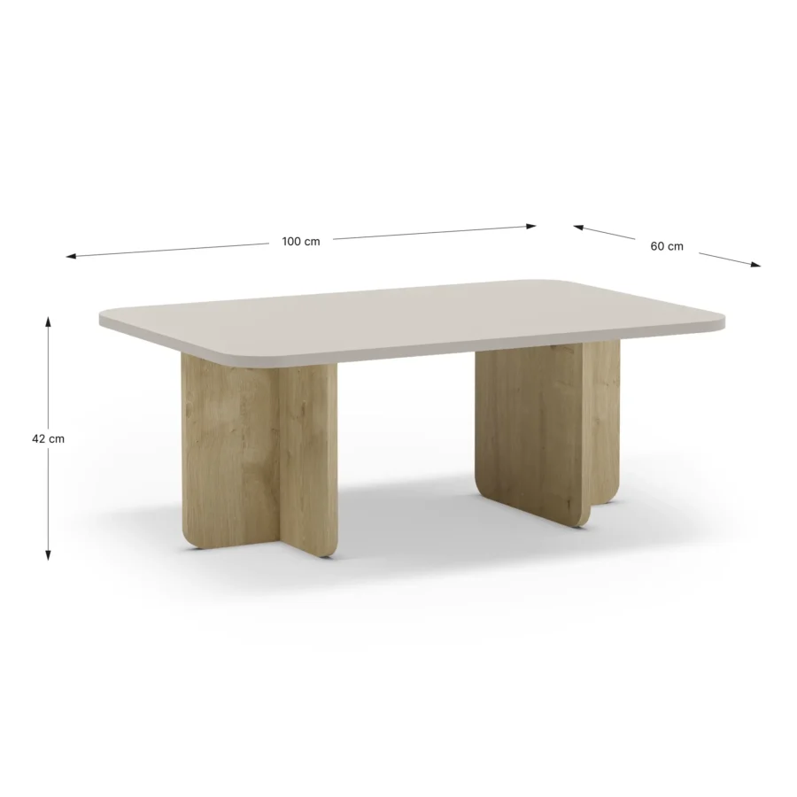 Mesa centro Kendall crema madera - Imagen 5