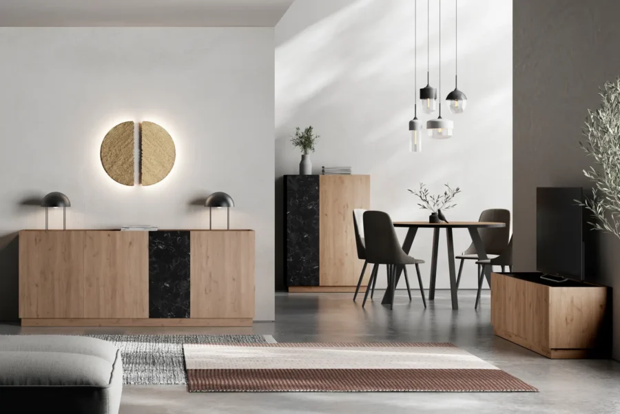 Mueble Auxiliar alto Dione madera (sepet/marmol lotus) - Imagen 2