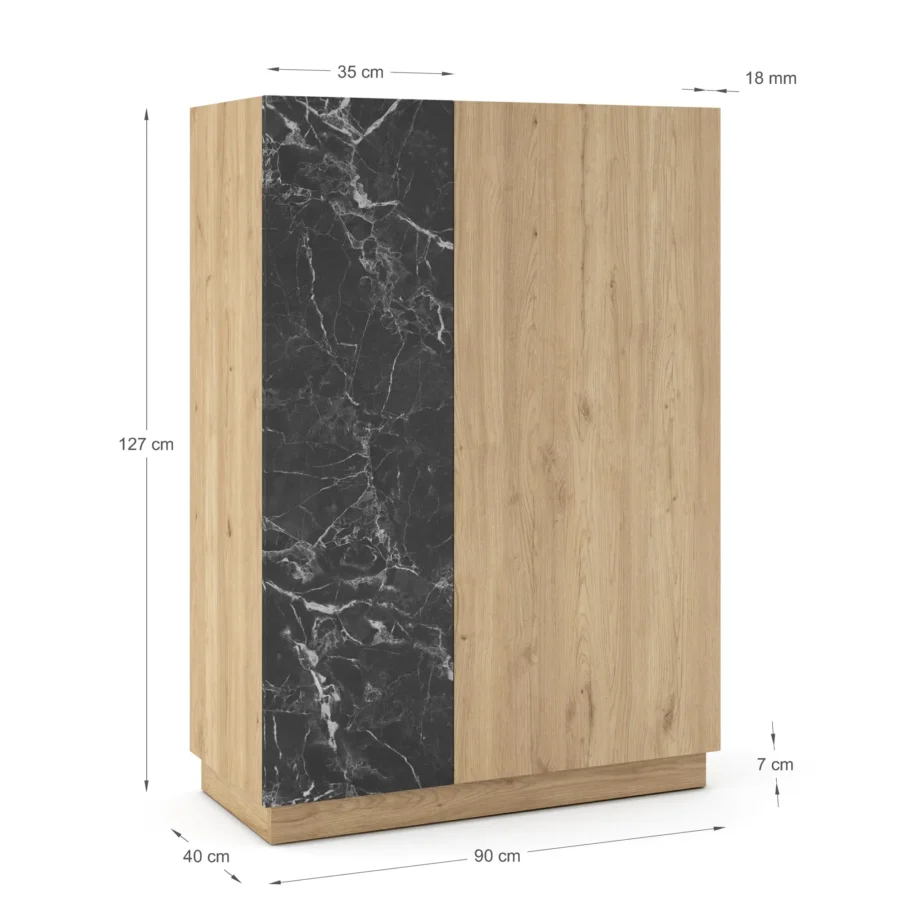 Mueble Auxiliar alto Dione madera (sepet/marmol lotus) - Imagen 6